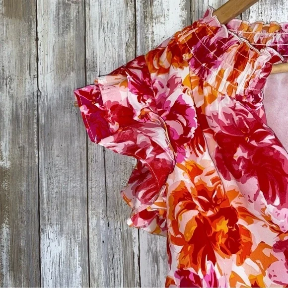 Entro Rhys Pink & Orange Floral Blouse - Picture 4 of 5